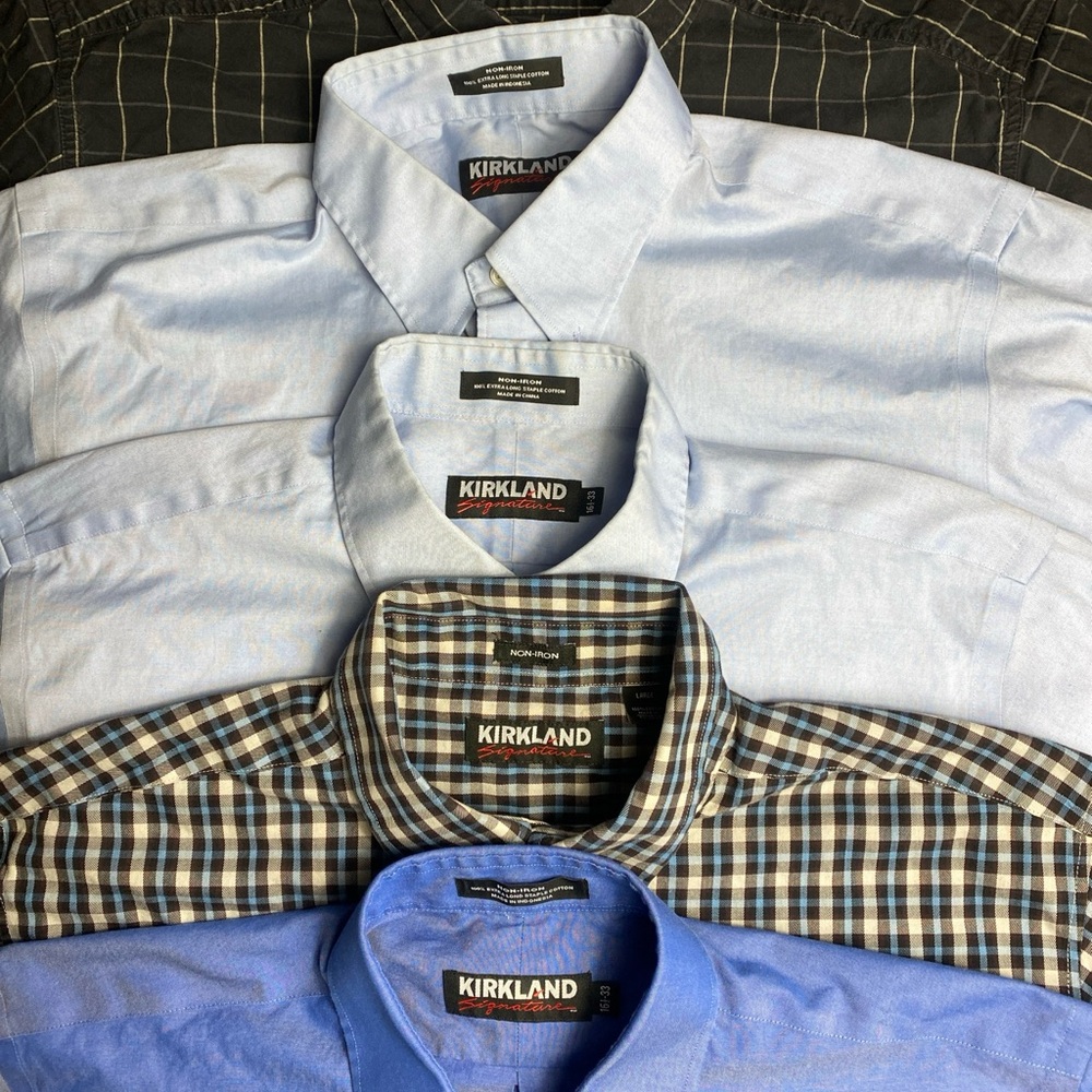 Lot Of 10! Collared Shirt Mens Large Long Sleeve Button Down 16-16.5 mixed brand